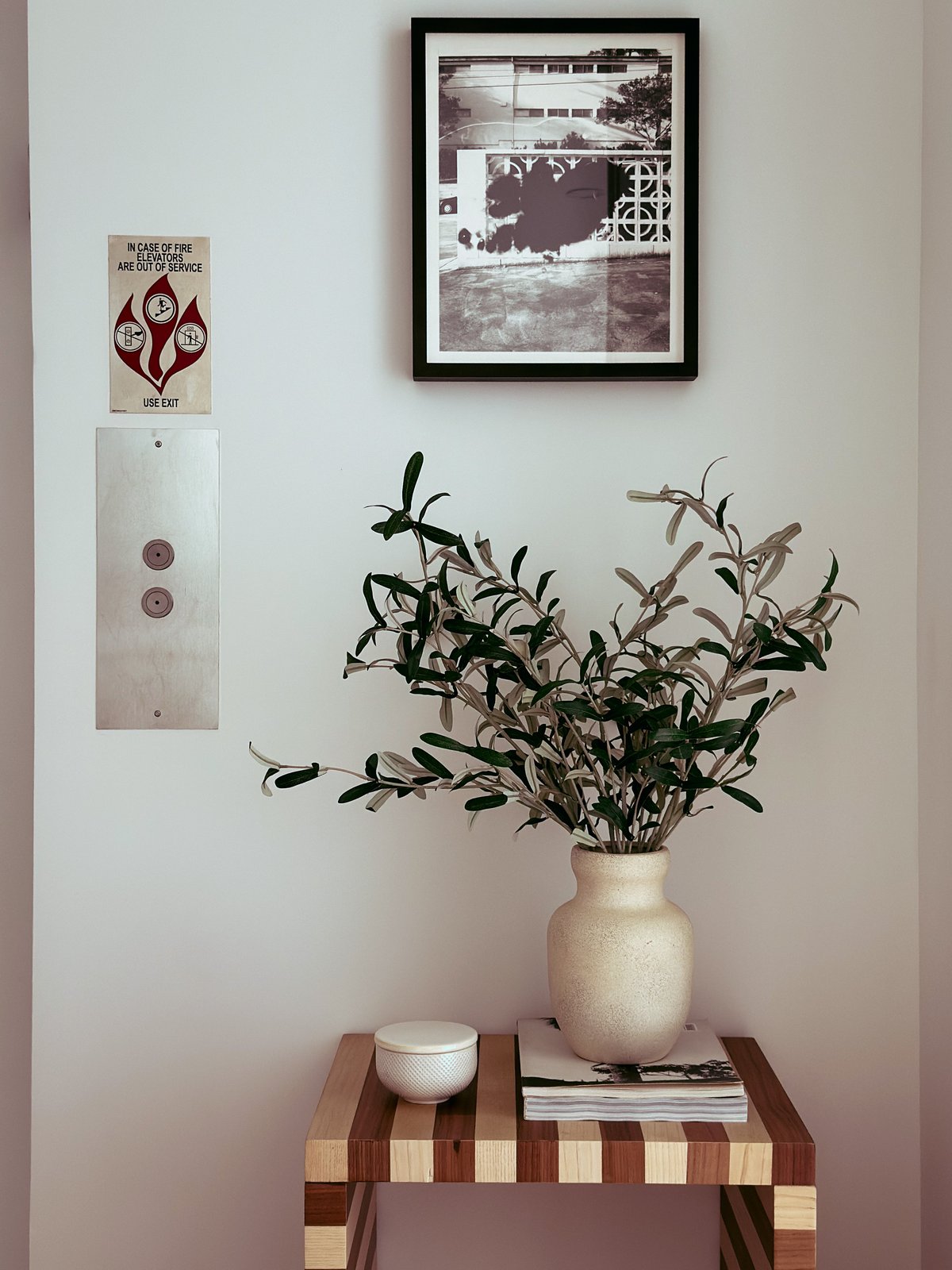 Foyer with olive branches